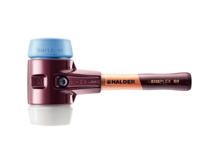 SIMPLEX-Schonhammer mit Tempergussgehäuse und Holzstiel, Ø 80 / Stiel 230 mm Superplastik / TPE-soft