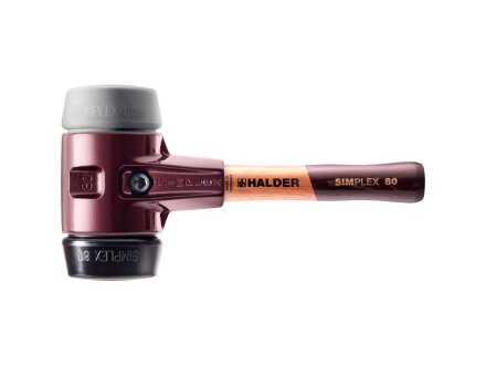 SIMPLEX-Schonhammer mit Tempergussgehäuse und Holzstiel, Ø 80 / Stiel 230 mm Gummikomposition / TPE-mid