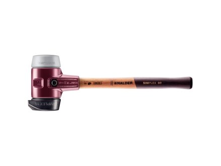SIMPLEX soft-face mallet with cast steel housing and wooden handle, Ø 80, Rubber composition with "stand-up"/TPE-mid
