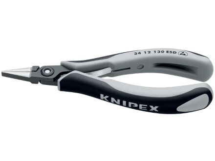 KNIPEX 34 12 130 ESD Präzisions-Elektronik-Greifzange ESD mit Mehrkomponenten-Hüllen brüniert 135 mm