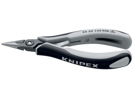 KNIPEX 34 22 130 ESD Präzisions-Elektronik-Greifzange ESD mit Mehrkomponenten-Hüllen brüniert 135 mm