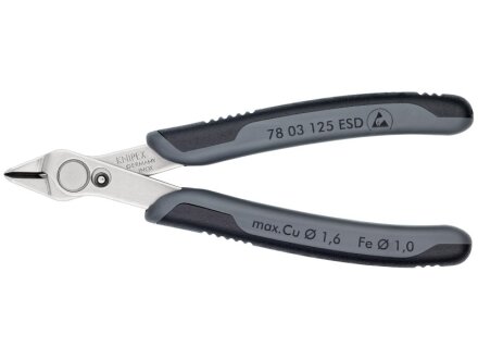 KNIPEX 78 03 125 ESDSB Electronic Super Knips® ESD mit Mehrkomponenten-Hüllen 125 mm (SB-Karte/Blister)