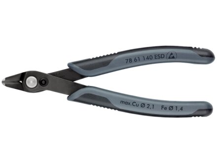 KNIPEX 78 61 140 ESDSB Electronic Super Knips® XL ESD mit Mehrkomponenten-Hüllen brüniert 140 mm (SB-Karte/Blister)