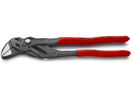 KNIPEX 86 01 250 Zangenschlüssel Zange und Schraubenschlüssel in einem Werkzeug mit rutschhemmendem Kunststoff überzogen grau atramentiert 250 mm