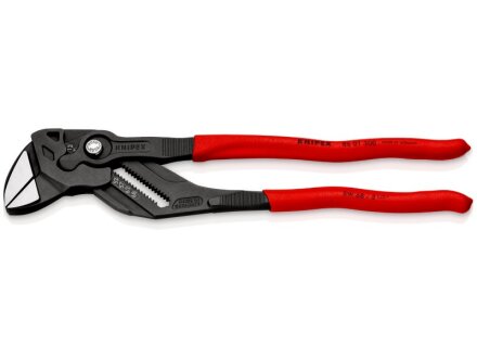 KNIPEX 86 01 300 SB Zangenschlüssel Zange und Schraubenschlüssel in einem Werkzeug mit rutschhemmendem Kunststoff überzogen grau atramentiert 300 mm (SB-Karte/Blister)