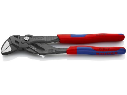 KNIPEX 86 02 250 Zangenschlüssel Zange und Schraubenschlüssel in einem Werkzeug mit Mehrkomponenten-Hüllen grau atramentiert 250 mm
