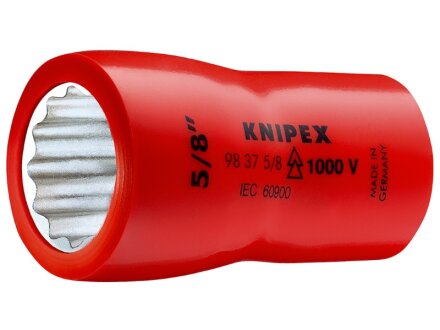 KNIPEX 98 37 1/2" Steckschlüsseleinsatz (Doppel-Sechskant) mit Innenvierkant 3/8" 45 mm