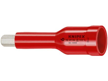KNIPEX 98 39 05 Steckschlüsseleinsatz für Innensechskantschrauben mit Innenvierkant 3/8" 75 mm