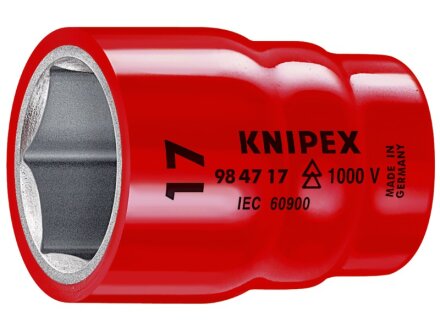 KNIPEX 98 47 1" Steckschlüsseleinsatz (Doppel-Sechskant) mit Innenvierkant 1/2" 61 mm