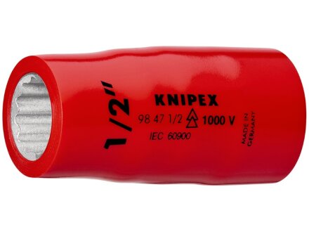 KNIPEX 98 47 1/2" Steckschlüsseleinsatz (Doppel-Sechskant) mit Innenvierkant 1/2" 55 mm