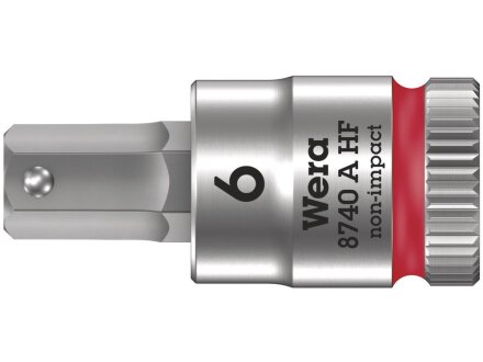 8740 A HF Zyklop bit socket with 1/4" drive, with holding function for Allen screws, 6 x 28 mm