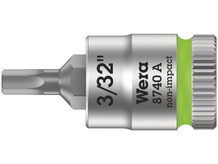 8740 A Zyklop bit socket with 1/4" drive, for hexagon socket screws, 3/32" x 28 mm