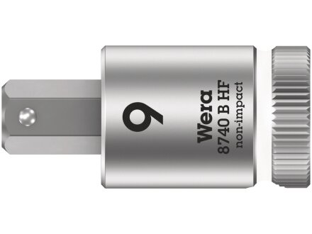 8740 B HF Zyklop bit socket with 3/8" drive, with holding function for hexagon socket screws, 9 x 38.5 mm
