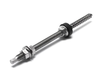 Hanger bolt SW7-M10X200-A2 with DIN 6923 hexagon nuts with flange