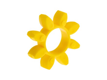 Star made of PU material for flexible claw coupling type 28/38 yellow 92°Shore