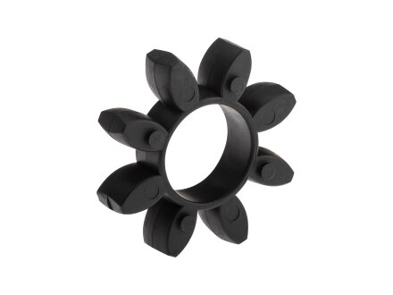 Star made of PU material for standard claw coupling - elastic type 28/38 black 94°Shore