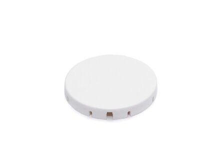 Button cap, flat, covered, white