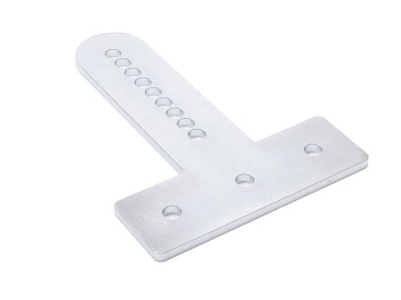 Connection plate I-type slot 8, T-40x120x160 for seat console, 5mm galvanized steel