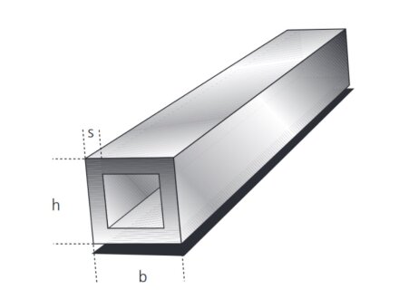 Square tube 30x30x4.0mm aluminum EN AW-6060 T66 (AlMgSi0.5) 1.156kg/m, cut 50-6000mm