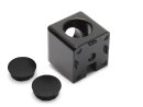 Cube connector 2D 40 I-type slot 8, black powder-coated including 2 cover caps