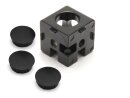 Connettore cubo 3D 40 tipo I slot 8, verniciato a polvere nera, compresi 3 tappi di copertura