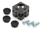 Cube connector 3D 40 I-type slot 8, black powder-coated, including fastening set and cover caps