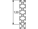 Aluminium profiel 30x120L B-type groef 8 - staaflengte 3 meter - poedercoating verkrijgbaar in diverse kleuren