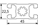Aluminiumprofil 45x22,5L B-Typ Nut 10 (leicht) - Stablänge 3 Meter - Pulverbeschichtung in verschiedenen Farben wählbar