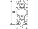 Perfil de aluminio 45x90S tipo B ranura 10 (pesado) - longitud de barra 3 metros - recubrimiento en polvo disponible en varios colores