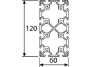 Profilo in alluminio 60x120L tipo I cava 6 (chiaro) -...