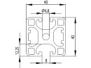 Designprofil / Aluminiumprofil 40x40L - 2N 180° - I-Typ Nut 8 (leicht) - Stablänge 3 Meter - Pulverbeschichtung in verschiedenen Farben wählbar