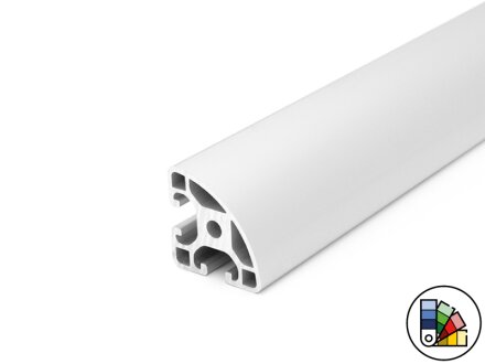 Profilo di design/profilo in alluminio 40x40L - raggio 40 - gola tipo I 8 (chiaro) - lunghezza barra 3 metri - verniciatura a polvere disponibile in vari colori