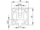 Designprofil / Aluminiumprofil 40x40L - 3 Nuten verdeckt - I-Typ Nut 8 (leicht) - Stablänge 3 Meter - Pulverbeschichtung in verschiedenen Farben wählbar