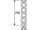 Profilo in alluminio 40x200S tipo I cava 8 (pesante) - lunghezza barra 3 metri - verniciatura a polvere disponibile in vari colori