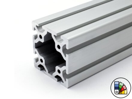 Profilo in alluminio 80x80S tipo I cava 8 (pesante) - lunghezza barra 3 metri - verniciatura a polvere disponibile in vari colori