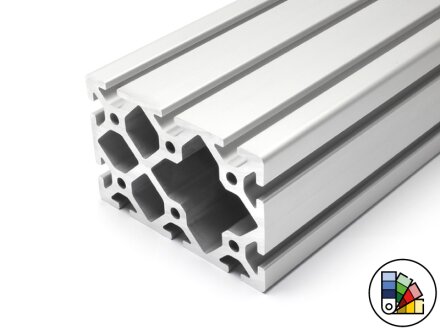 Perfil de aluminio 80x120S ranura tipo I 8 (pesado) - longitud de barra 3 metros - recubrimiento en polvo disponible en varios colores