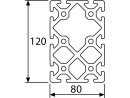 Profilo in alluminio 80x120S tipo I cava 8 (pesante) - lunghezza barra 3 metri - verniciatura a polvere disponibile in vari colori
