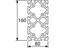 Aluminium profiel 80x160S I-type groef 8 (zwaar) - staaflengte 3 meter - poedercoating verkrijgbaar in diverse kleuren