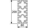 Perfil de aluminio 80x200S ranura tipo I 8 (pesado) - longitud de barra 3 metros - recubrimiento en polvo disponible en varios colores
