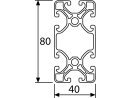 Perfil de aluminio 40x80E tipo I ranura 8 (ultraligero) - longitud de barra 3 metros - recubrimiento en polvo disponible en varios colores
