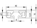 Aluminum profile 40x16E I-type groove 8 (ultralight) -...