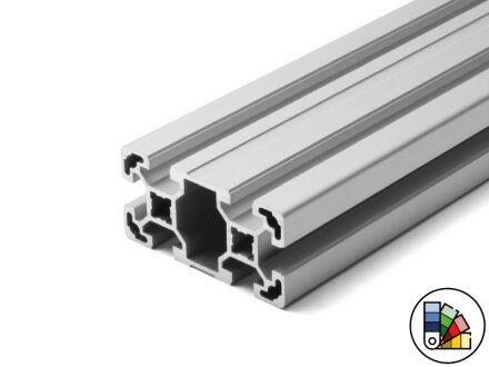 Profilo in alluminio 40x80L tipo B gola 10 (chiaro) - lunghezza barra 3 metri - verniciatura a polvere disponibile in vari colori