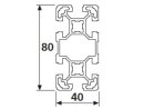 Profilo in alluminio 40x80L tipo B gola 10 (chiaro) - lunghezza barra 3 metri - verniciatura a polvere disponibile in vari colori