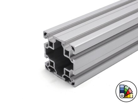 Perfil de aluminio 80x80L tipo B ranura 10 (ligero) - longitud de barra 3 metros - recubrimiento en polvo disponible en varios colores
