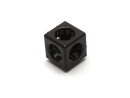 Cube connector 3D 20 B-type slot 6 - black powder-coated