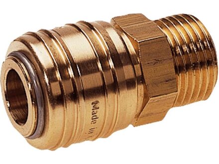 Single shut-off coupling socket nominal size 7.2 brass externally threaded G1 / 2a