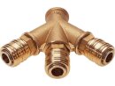 3-way splitter made of brass with one-sided shut-off...