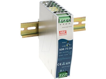 MW SDR-75-48Alimentatore switching, guida DIN, 75 W, 48 V, 1,6 A