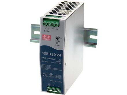 MW SDR120-48Alimentatore switching, guida DIN, 120 W, 48 V, 2,5 A