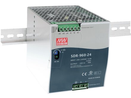 SNT MW-SDR960-24Switching power supply, DIN rail, 960 W, 24 V, 40 A